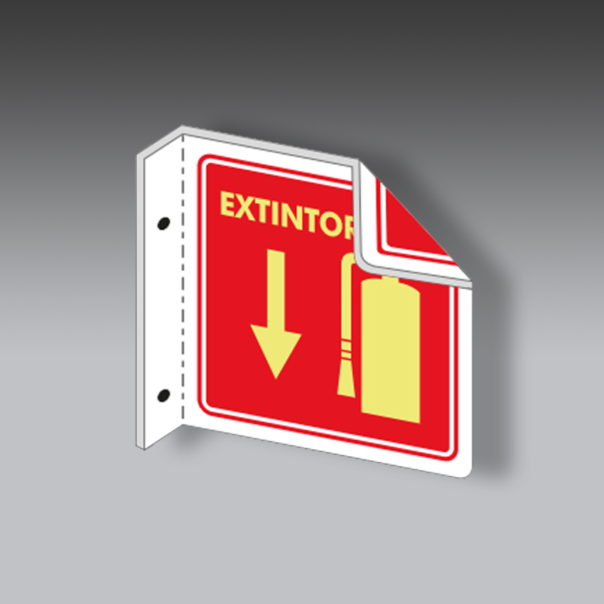 letreros para la seguridad industrial extintor tipo bandera 20x20cm modelo modelo 2 marca extinpar